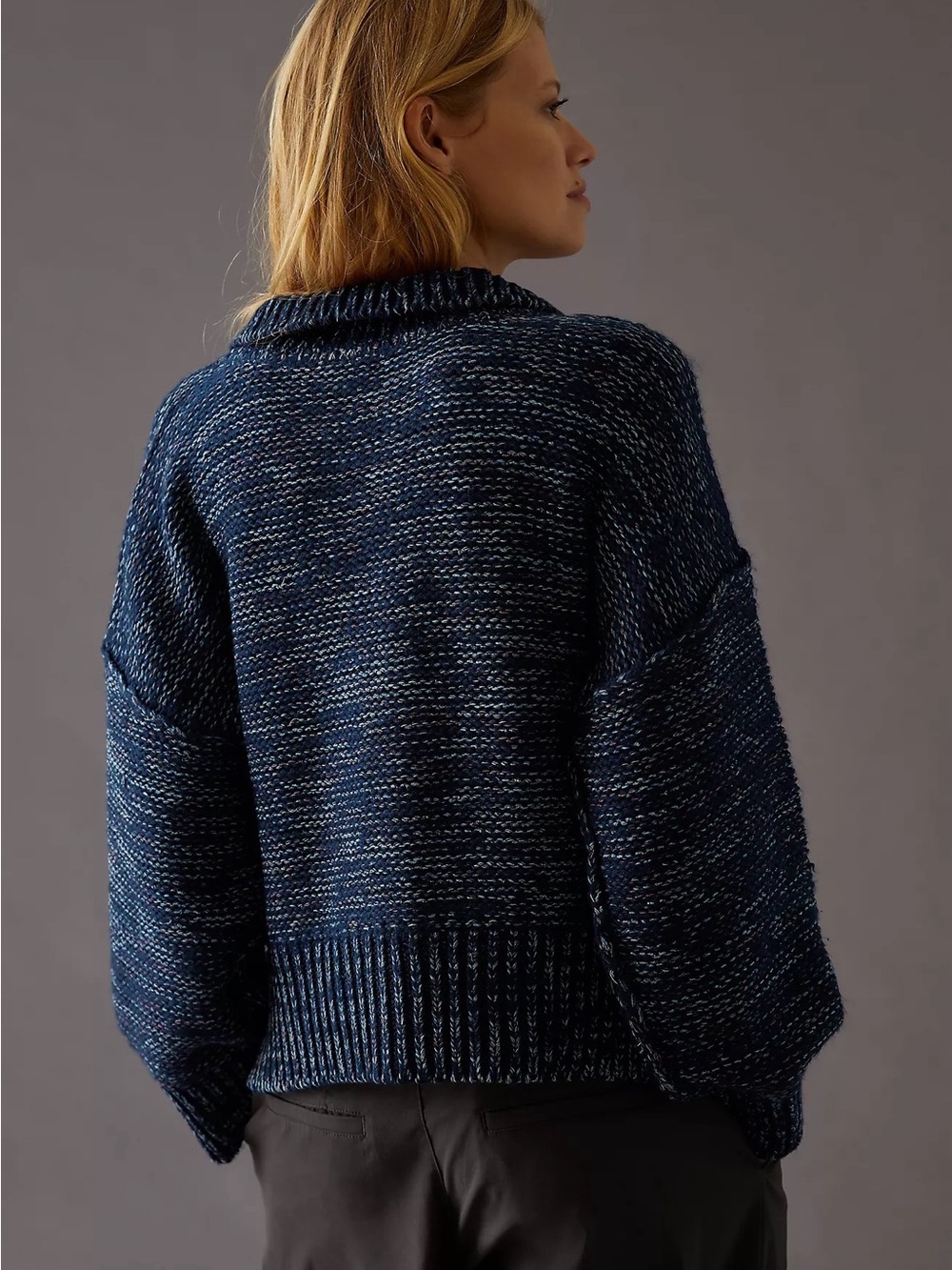 Pilcro Mega Henley Sweater in Navy Size M - Picture 2 of 11